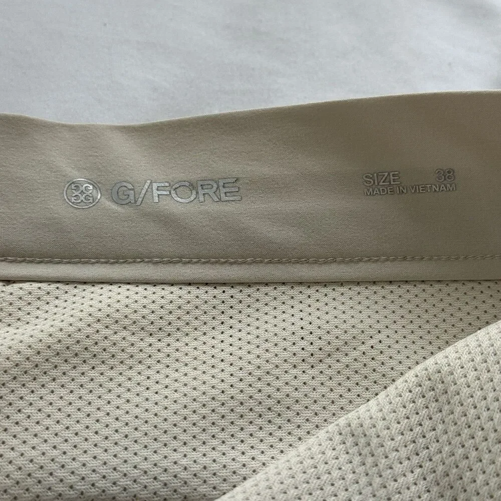 G/FORE Maverick 4-Way Stretch 8” Shorts Mens 38 Stone Beige Golf Performance